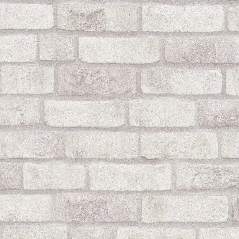 steen behang wit grijs - Vliesbehang baksteen - behang industrieel stenen muur 