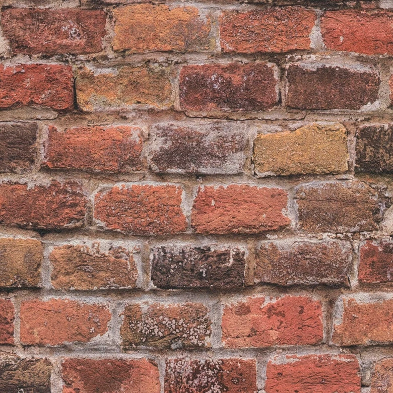 baksteen behang rood oranje - loft behang industrieel - vliesbehang bakstenen muur modern 