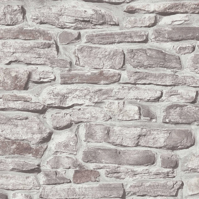 behang natuursteen grijs wit - Vliesbehang steen optiek - industrieel behang steenmuur 