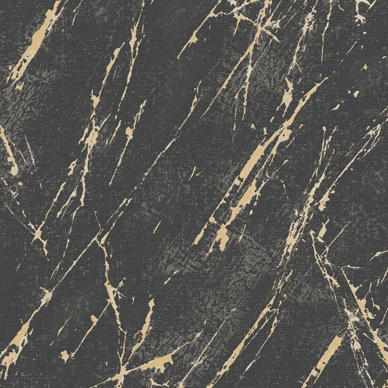 marmer metallic behang zwart goud - vliesbehang voor slaapkamer 