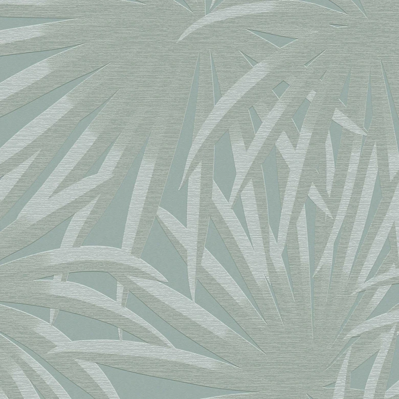 Papel pintado con hojas color menta - Papel pintado tejido-no tejido jungla con hoja de palmera 