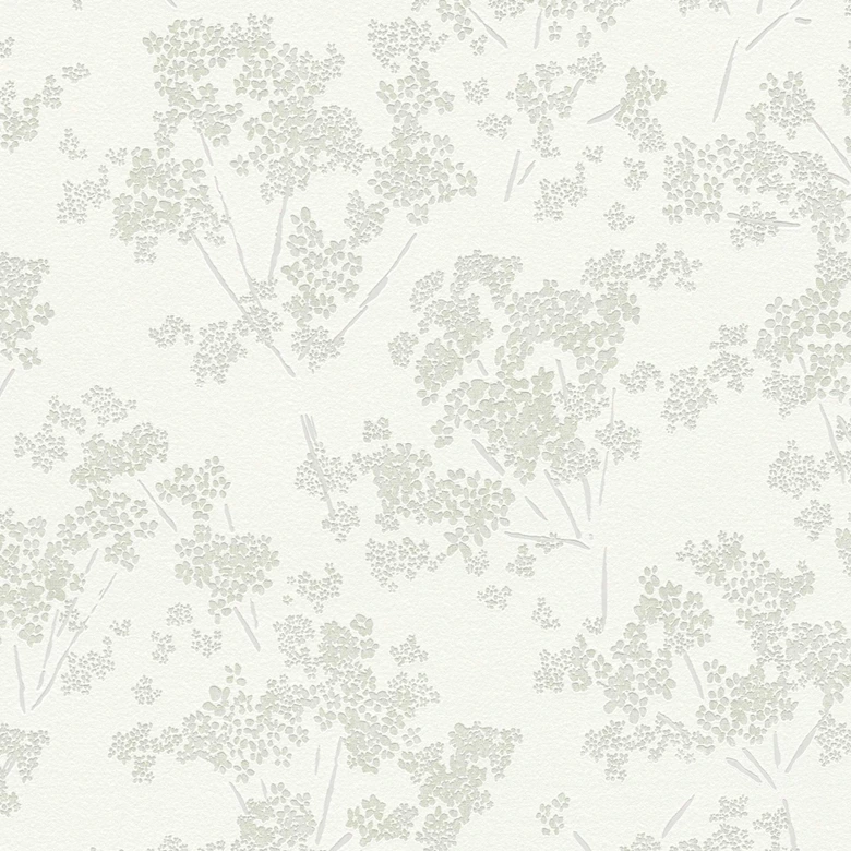 Tapeta subtelny kwiatowy wzór zielony biały - tapeta w kwiatowy wzór z kwiatami 