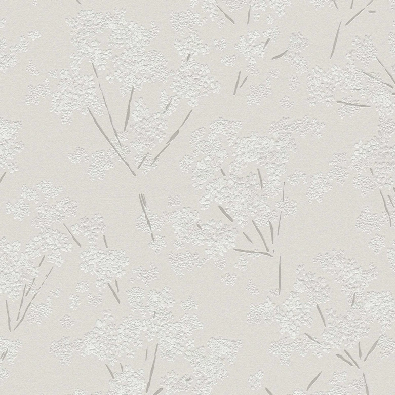 papier peint nature fleurs et blossoms gris blanc - papier peint intissé floral naturel 