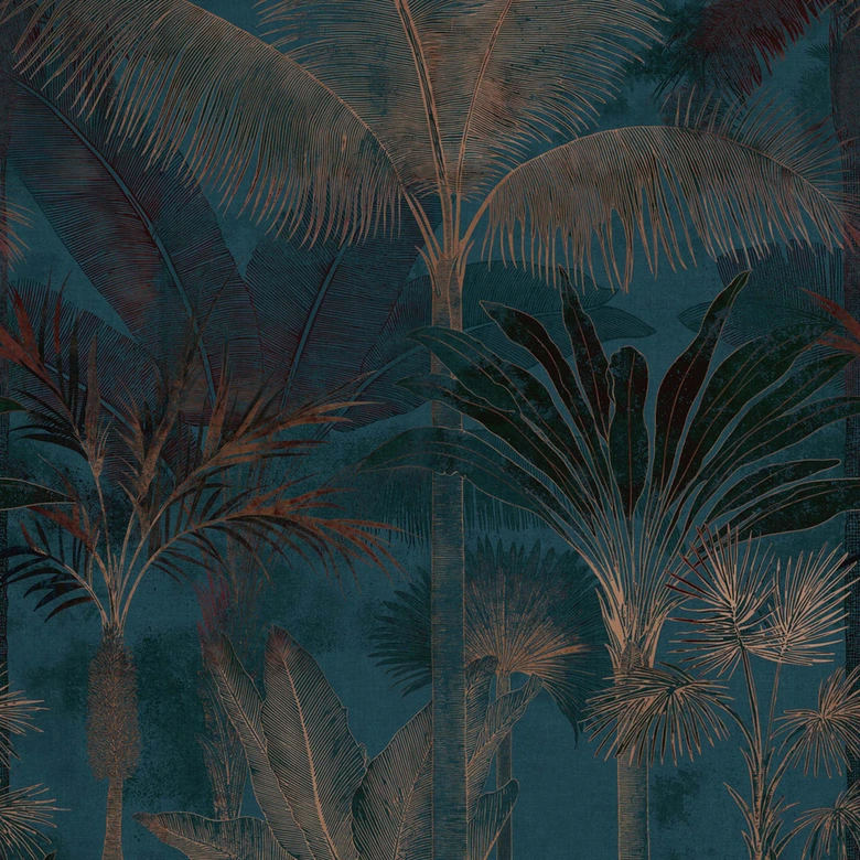 Fototapete Palmen Dschungel erweiterbar blau braun 159x280 cm Vliestapete   