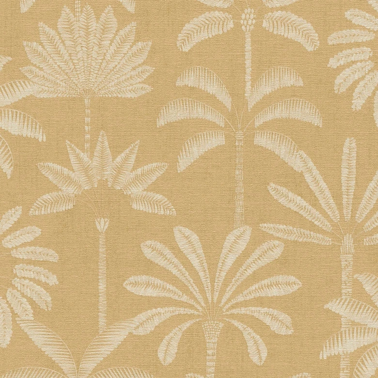Vliestapete Palmen  beige creme metallic Tapete Wandtapete Blätter Natur Flur 