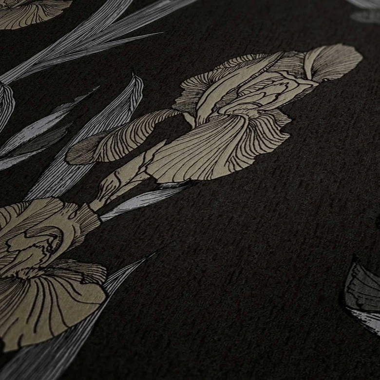 Daniel Hechter Vliestapete Blumentapete floral schwarz, grau, braun 