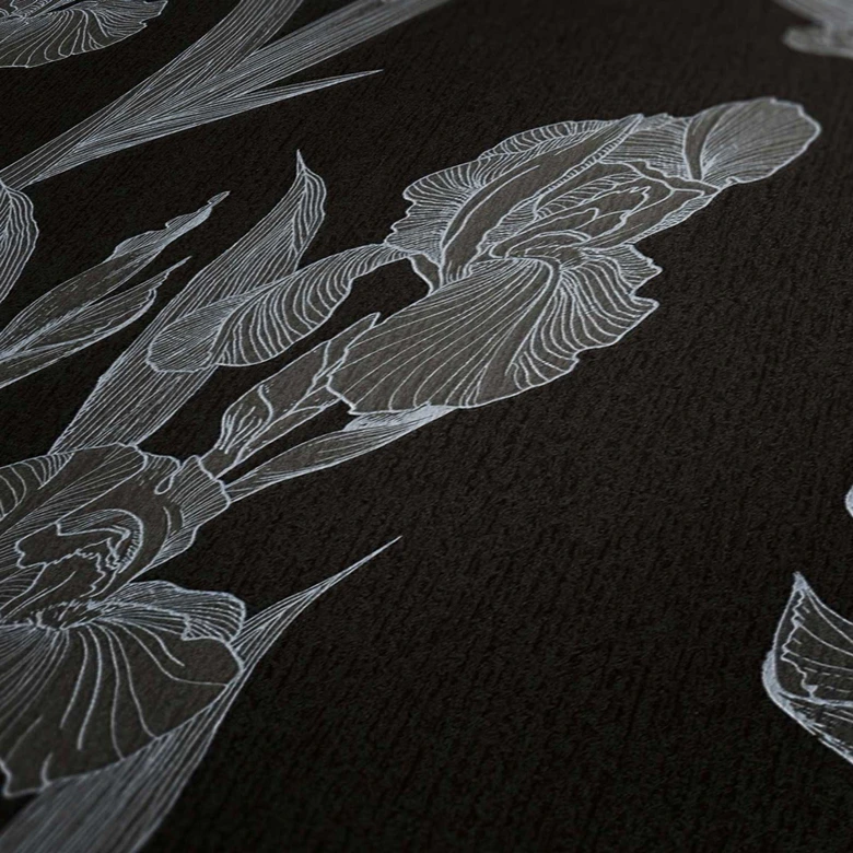Daniel Hechter Papier peint floral Noir, Gris, Blanc  