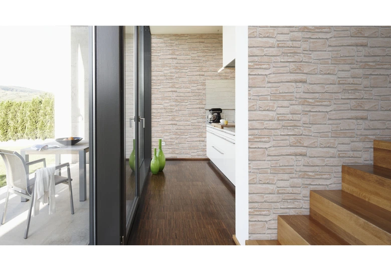 Mustertapete A.S. Création Strukturprofiltapete Dekora Natur 6 Signalweiß, Branbeige, Moosgrau 