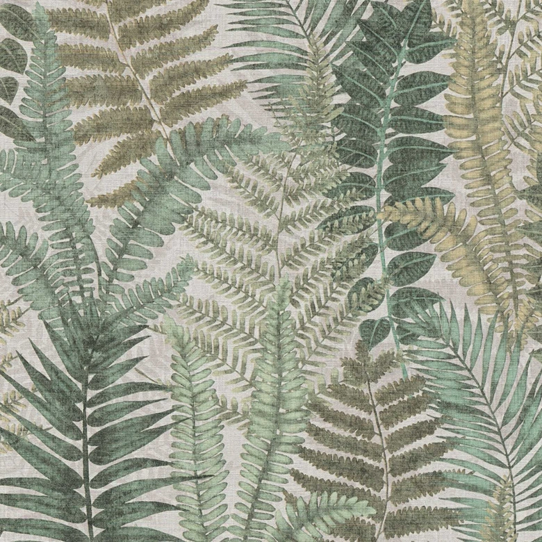 Papier peint à motifs avec feuilles de fougère Beige Vert Marron - papier peint floral avec feuilles  