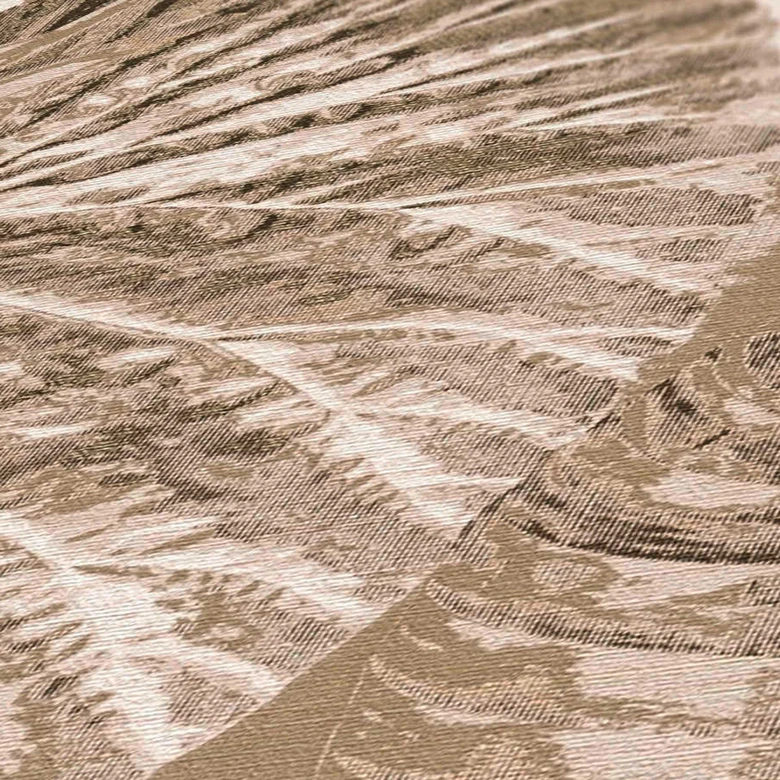 Papel pintado Jungla tono sobre tono beige - Papel pintado no tejido floral con hojas  