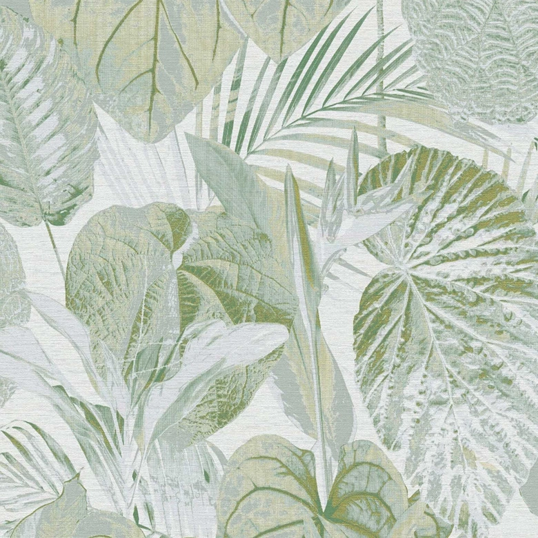 jungle wallpaper green white - non-woven wallpaper floral with leaves 