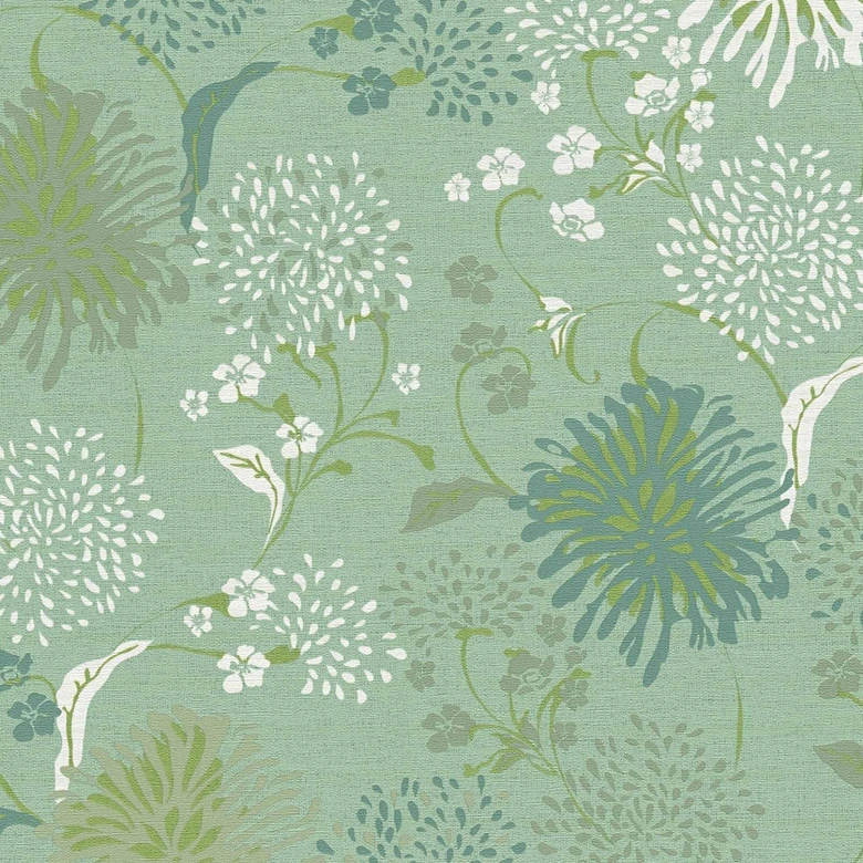 papier peint fleurs vertes blanches - papier peint plantes feuilles - papier peint fleurs 