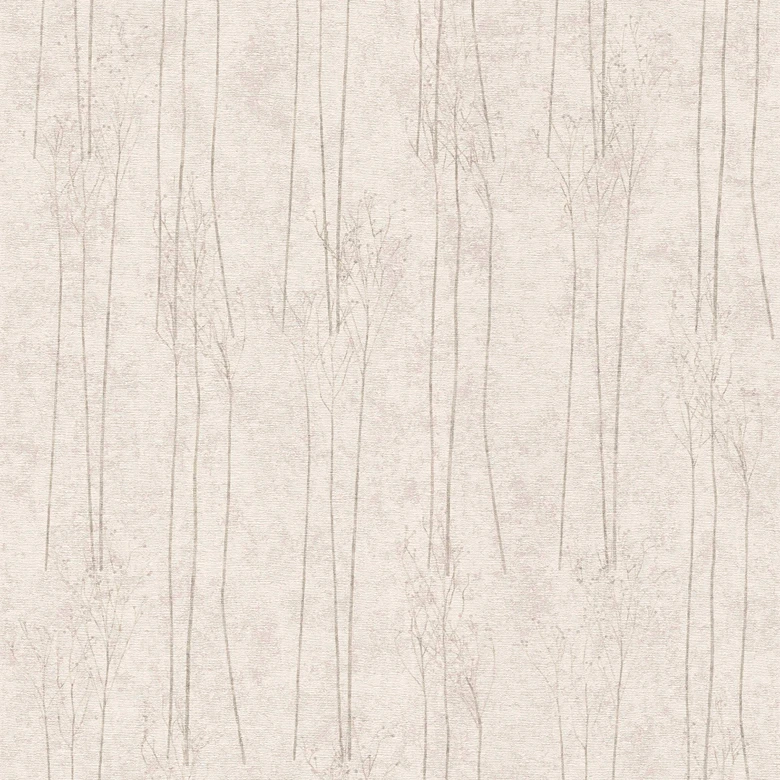 Scandinavian papier peint avec herbe de la pampa en gris et beige papier peint intissé à texture légère Hygge 