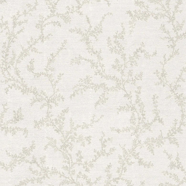 Papier peint floral avec rinceaux crème gris - papier peint intissé subtilement structuré naturel 
