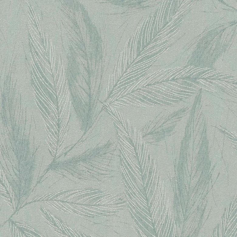 Plant wallpaper green gray - non-woven wallpaper with fine matt leaf pattern 