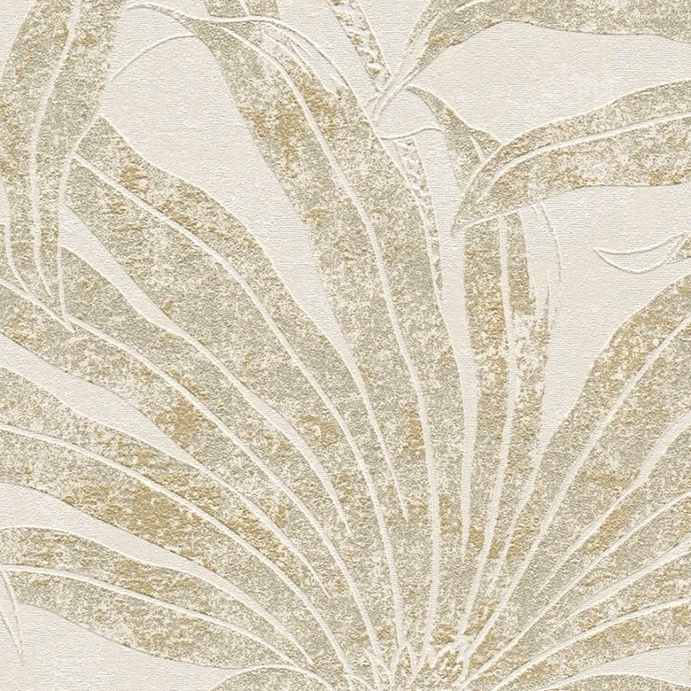 papier peint végétal beige or brillant - papier peint à motifs avec design de jungle 