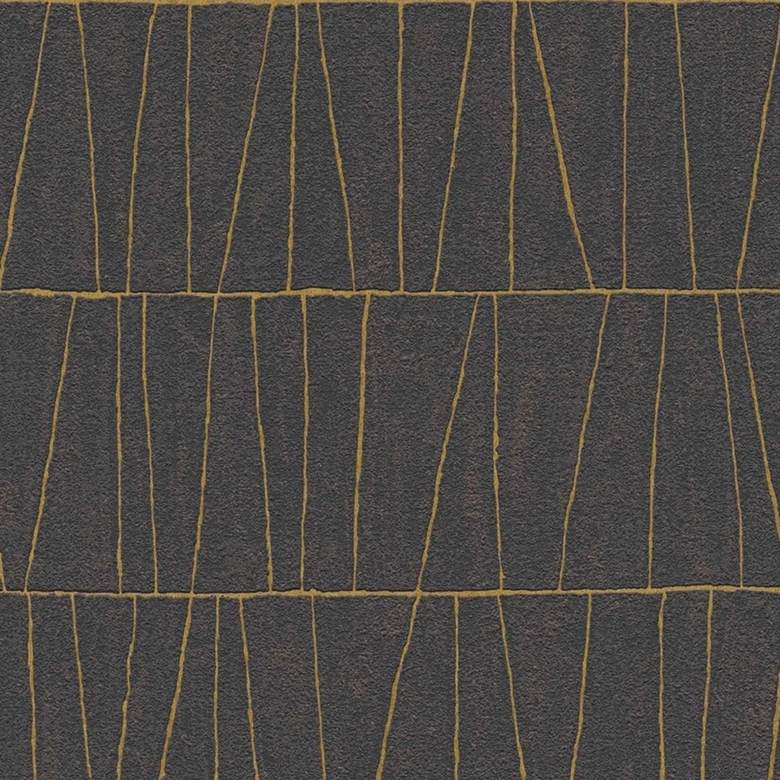 papier peint graphique or noir - papier peint graphique ligné - papier peint intissé 