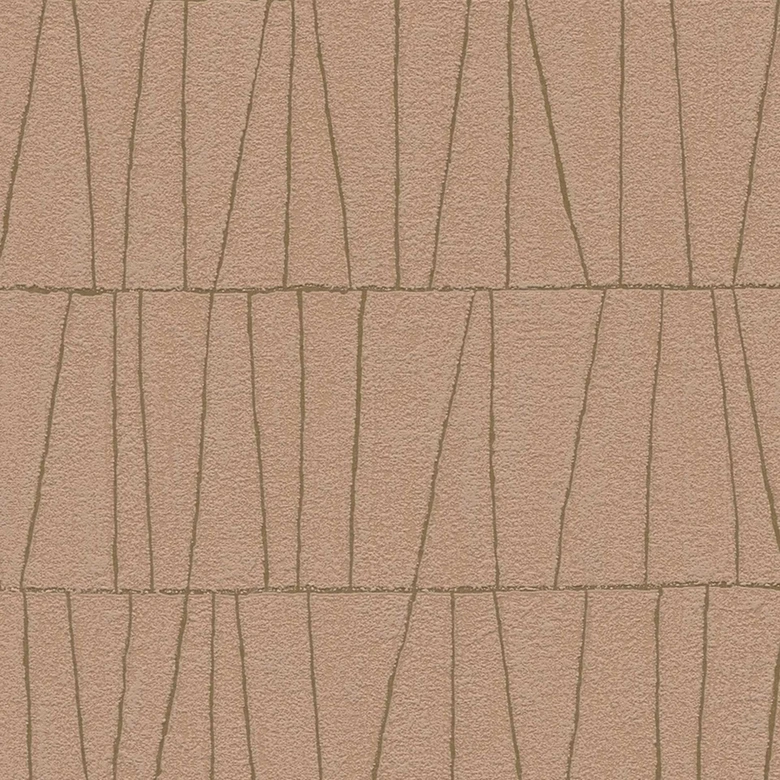 Papier peint graphique avec motif de lignes or rose - papier peint graphique ligné - papier peint intissé 