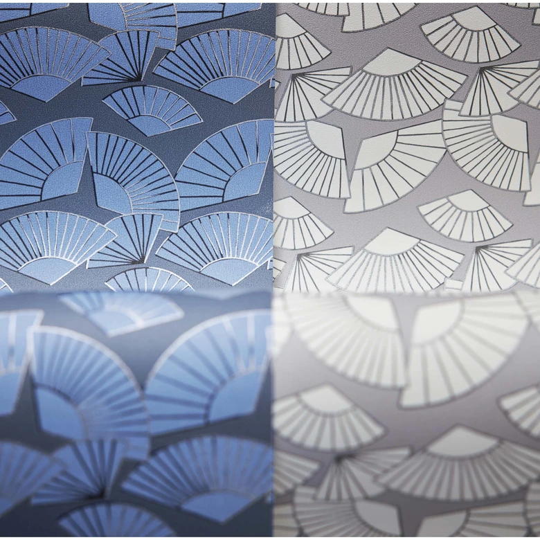 Karl Lagerfeld Papier peint géométrique Bleu, Métallique, Noir  