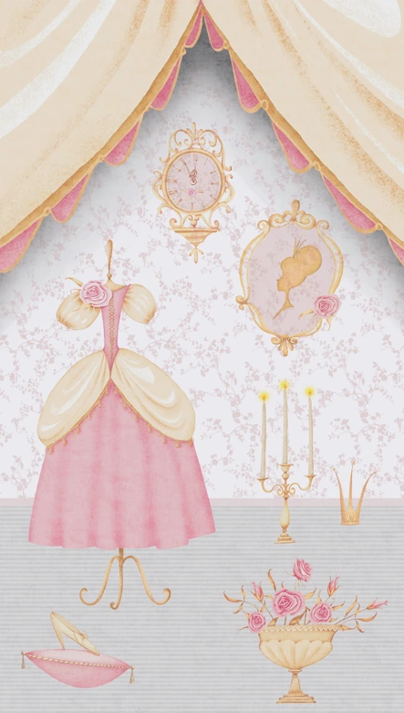 Prinsessenkamer roze beige - meisjeskamer Fotobehang  