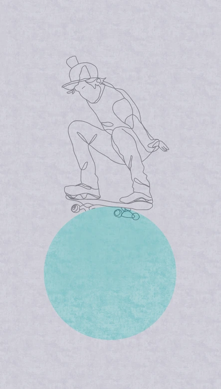 Skateboard-Tapete Kinderzimmer Grau Türkis - Coole Fototapete Junge 