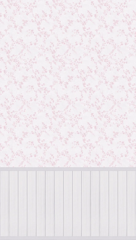 Blommigt mönster rosa - vintage stil med träpanel - utdragbar Icke-vävd tapet 