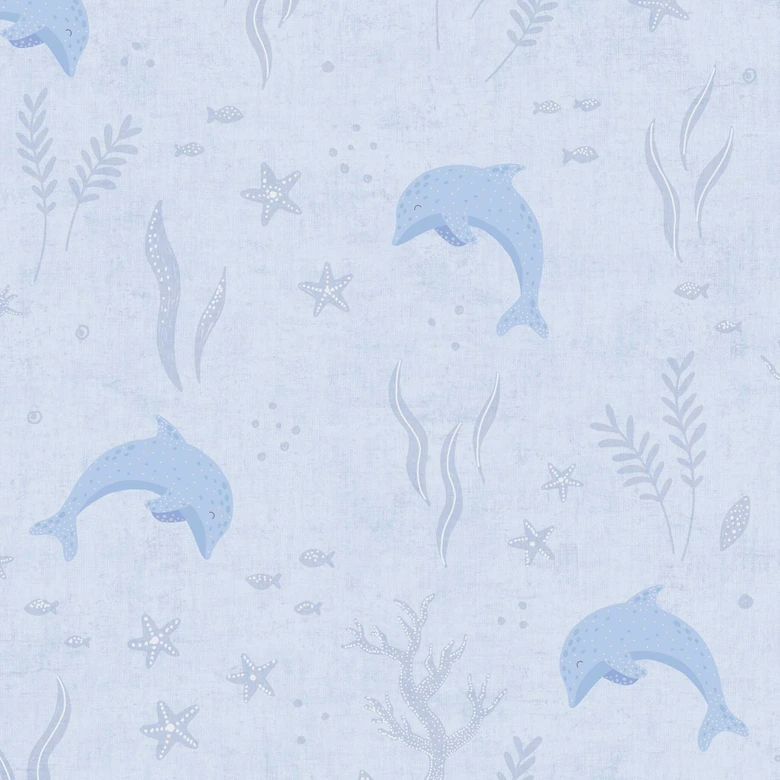 Dolphin wallpaper light blue - children's wallpaper with sea motifs  