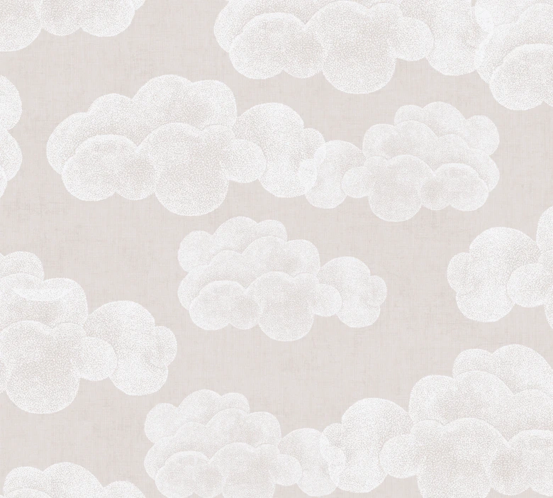 Wolken-Tapete Beige Weiß - Kinderzimmer Tapete mit Wolkenmotiv  