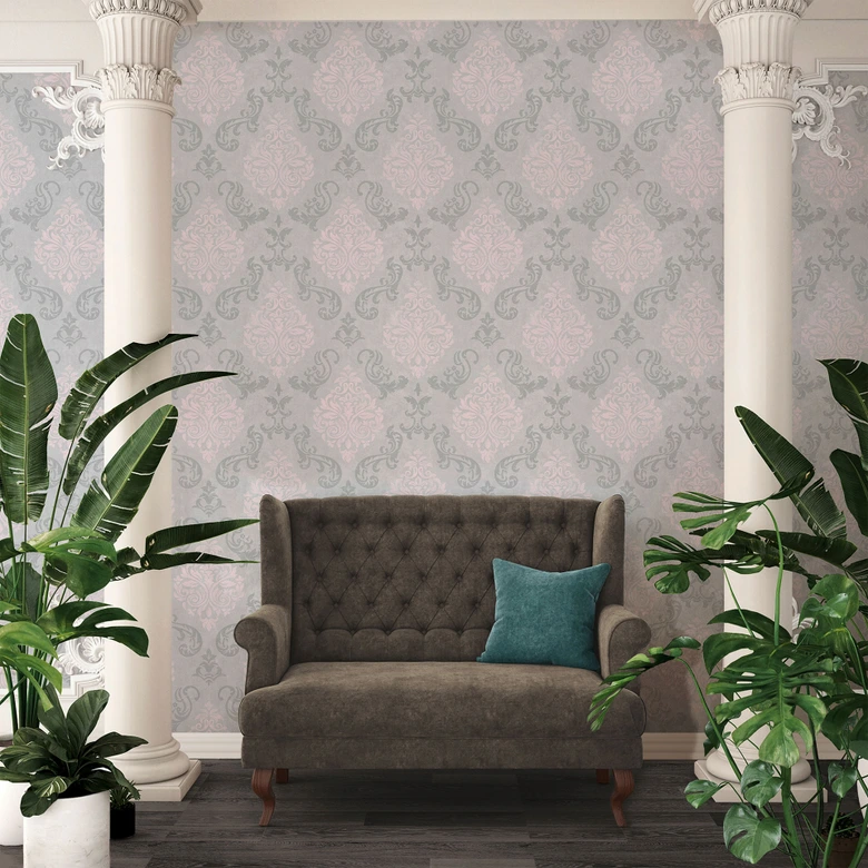 A.S. Création Vliestapete Memory Barocktapete mit Ornamenten Glitzereffekt grau, metallic, rosa 