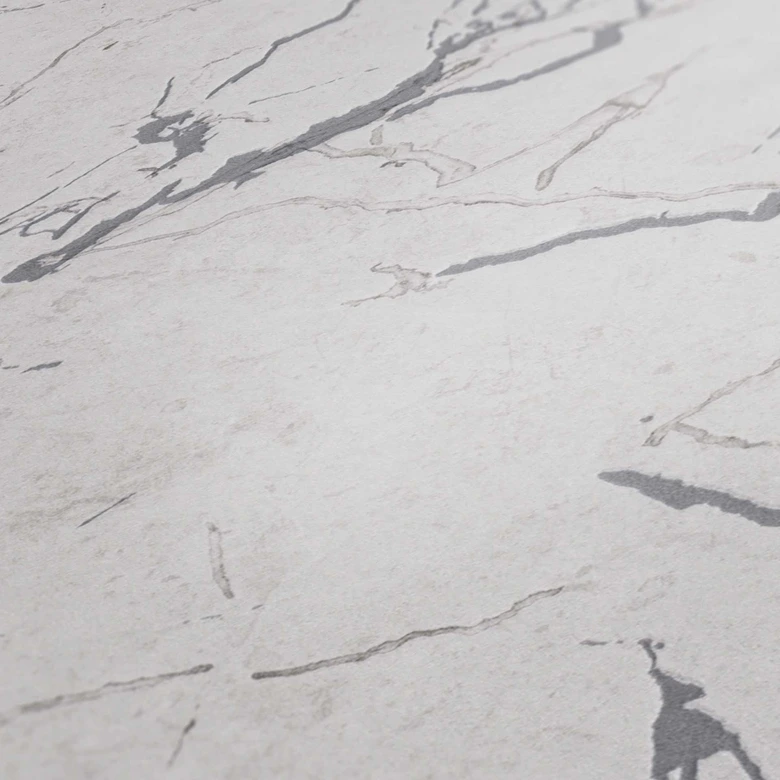 Livingwalls Metropolitan Stories 2 Alena - St. Petersburg Papier peint marbre, Gris, Métallique, Blanc 