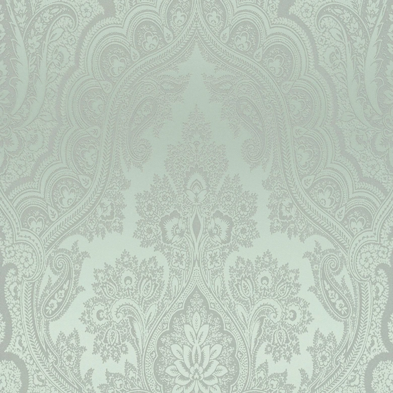 Livingwalls Paisley Tapete My Home My Spa Vliestapete Romantic Home eukalyptus, grün, silber 