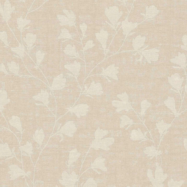 Blatt Tapete Beige modern - florale Blätter Vliestapete Blumen 