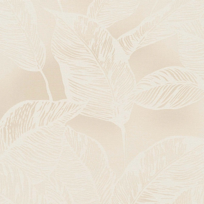 Tapete Floral - Vliestapete Blätter PVC-Frei von A.S. Création Beige Weiß Natur 386633 