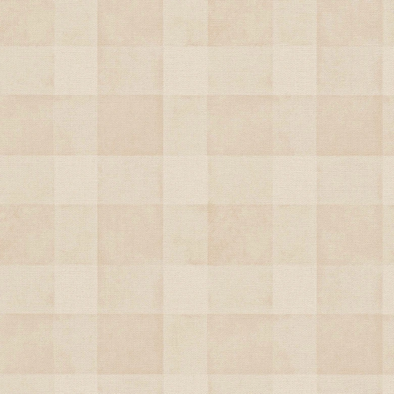 Tapete karriert PVC-Frei - Landhaus-Tapete Vlies von A.S. Création Beige Natur 386643 