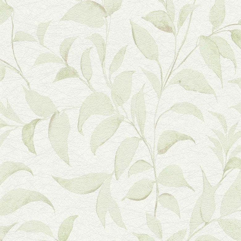 Vliestapete Grün Weiß - florale Blättertapete - Tapete Wohzimmer Schlafzimmer Büro 