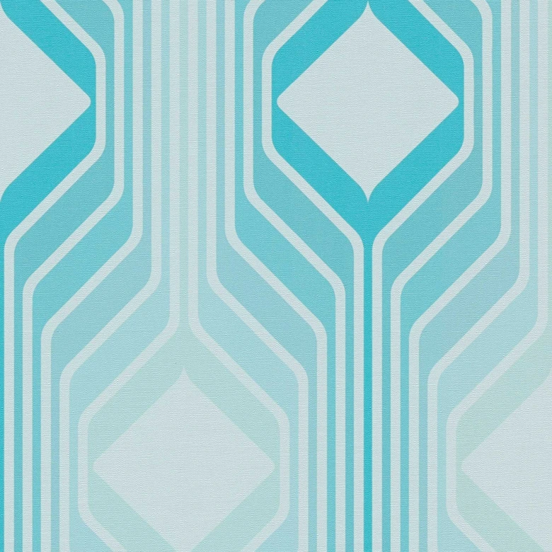 Retro-Tapete Blau Türkis - Vintage Vliestapete abstrakt - Mustertapete Strukturtapete 