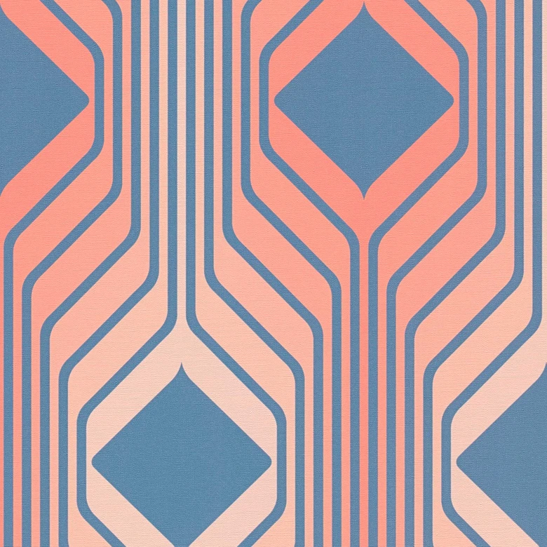 Retro tapet rödblå - vintage non-woven tapet abstrakt - mönster tapet texturerad skal och stick tapet 