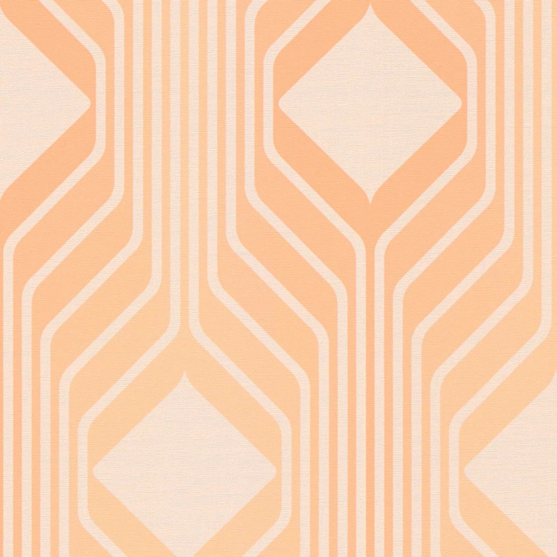 Retro wallpaper orange beige - vintage non-woven wallpaper abstract - Patterned Wallpaper textured peel and stick wallpaper 