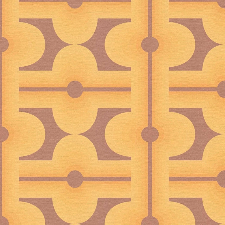 Vintage tapet gulbrun - retro mönster tapet grafisk - grafisk non-woven tapet 