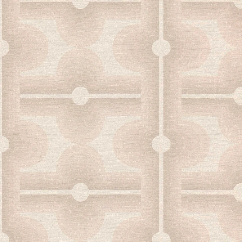 Papel pintado tejido-no tejido vintage beige crema - papel pintado motivo retro gráfico - papel pintado gráfico 