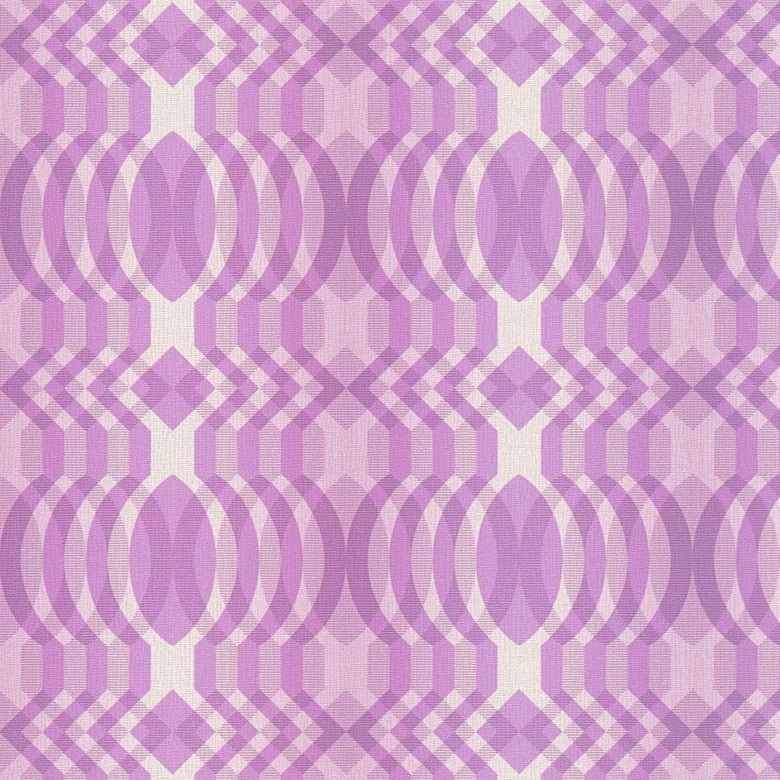 Geometrische Vliestapete Lila Creme - Grafik-Tapete im Retro-Stil - Vintage Mustertapete  