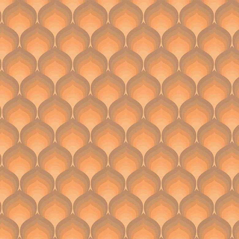 Papier peint vintage jaune marron - Papier peint intissé rétro graphique - Papier peint à motifs graphiques 