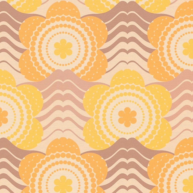 Papel pintado floral vintage beige marrón - papel pintado floral retro - papel pintado motivo vintage 