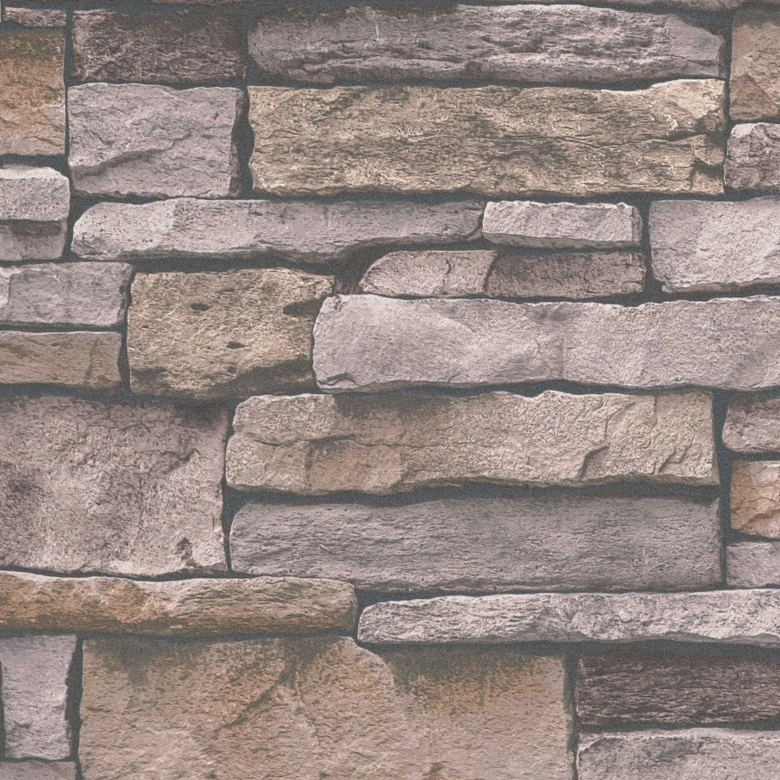 steen optiek behang grijs bruin - 3D steen behang - vliesbehang slaapkamer kantoor 