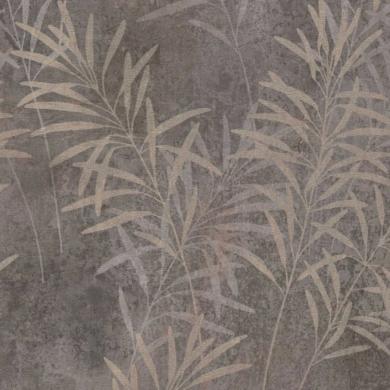 Florale Tapete Grau Beige - Natur-Tapete im Landhaus-Stil - Vliestapete Schlafzimmer Flur 