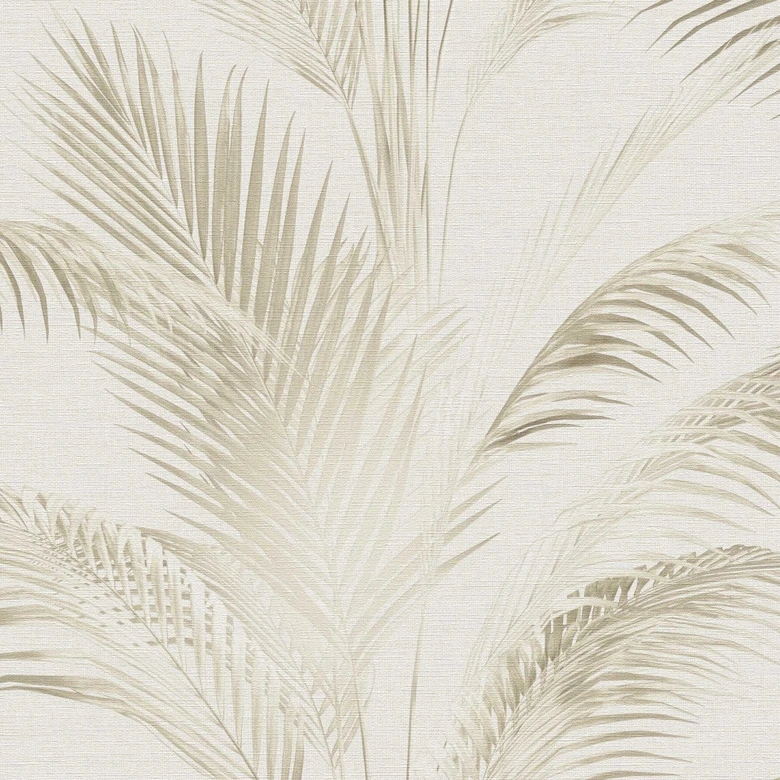 Palm wallpaper beige cream - non-woven wallpaper with tropical samples in natural tones 