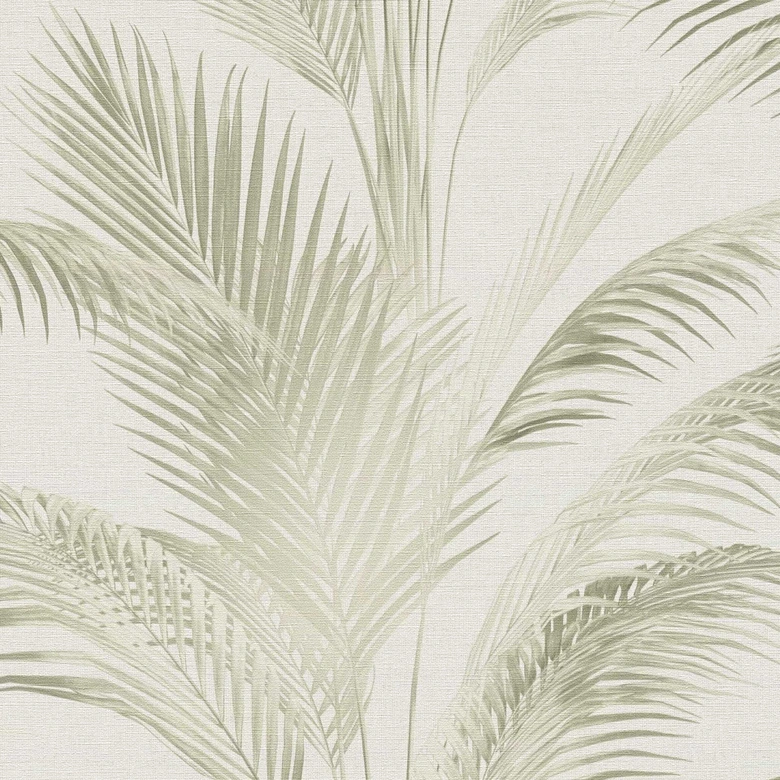 Palm wallpaper beige green - non-woven wallpaper with tropical samples in natural tones 