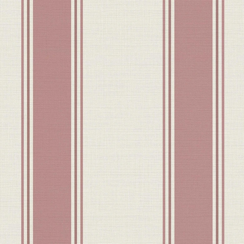 Papier peint rayé Crème Bordeaux - Papier peint intissé avec motif à rayures classique 