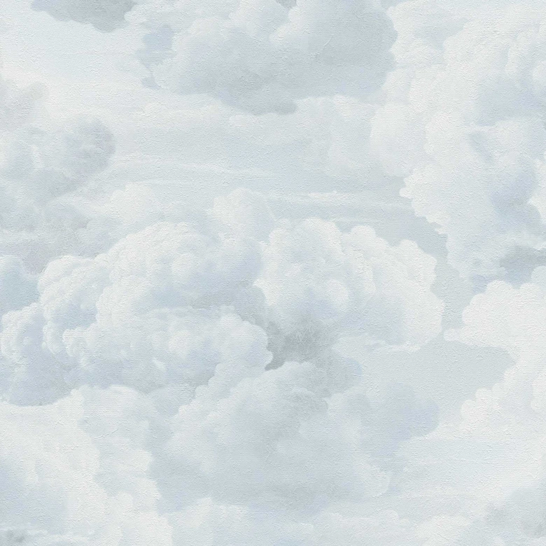 Blue and white cloud wallpaper - non-woven wallpaper with a soft sky motif 
