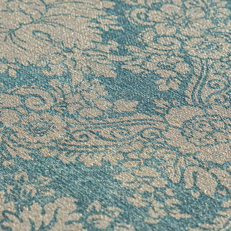 A.S. Création papier peint baroque bleu et argent papier peint intissé style baroque 